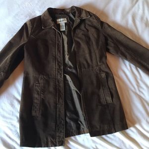 SOLD 100% Genuine Leather Brown Long Fitted Coat Small